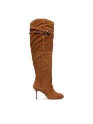 PINKO Kozaki Polly 02 SD0281 P002 Brązowy. Brązowe kozaki Pinko, ze skóry, bez obcasa, na szpilce, bez zapięcia. Za 2,079.00 zł.