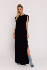 Długa bawełniana sukienka maxi czarna. Czarne sukienki MOE, na co dzień, na lato, s, bez wzorów, z bawełny, bez kołnierzyka, bez ramiączek, maxi. Za 319.00 zł.
