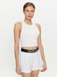 Calvin Klein Swimwear Top KW0KW02481 Biały Slim Fit. Białe topy Calvin Klein Swimwear, xs, bez wzorów, z bawełny, bez kołnierzyka, bez ramiączek. Za 119.99 zł.