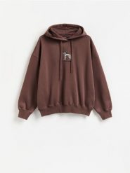 Bluza z haftem - brązowy. Brązowe bluzy Reserved, l, bez wzorów, z bawełny, bez kaptura. Za 119.99 zł.