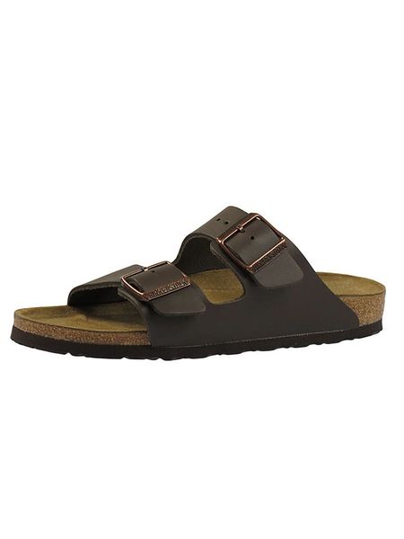 Birkenstock Skórzane klapki "Arizona" w kolorze brązowym rozmiar: 40. Brązowe klapki Birkenstock, bez wzorów, bez obcasa. Za 264.15 zł.
