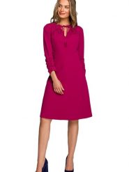 Stylove Sukienka w kolorze różowym rozmiar: XL. Różowe sukienki Stylove, xl, bez wzorów, bez kołnierzyka, bez ramiączek, midi, rozkloszowane. Za 220.12 zł.