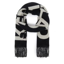 Szalik KARL LAGERFELD. Czarne szaliki KARL LAGERFELD, bez wzorów. Za 649.99 zł.