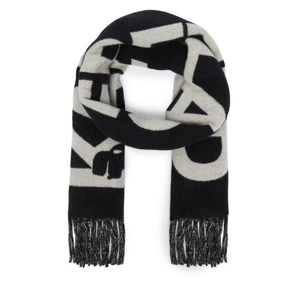 Szalik KARL LAGERFELD. Czarne szaliki KARL LAGERFELD, bez wzorów. Za 649.99 zł.