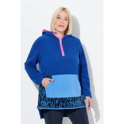 Damskie Bluza z kapturem polar szerokie kolorowe pasy kaptur długi rękaw. Niebieskie bluzy Ulla Popken, plus size, bez wzorów, z elastanu, z kapturem. W wyprzedaży za 223.99 zł.