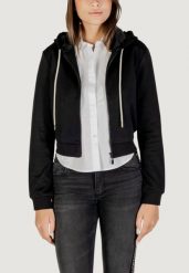 Bluza Kobieta GUESS ACTIVE 3D PEONY ZIPPER HOODIE JACKET. Czarne bluzy Guess Active, s, z aplikacjami, z tkaniny, bez kaptura. Za 334.45 zł.