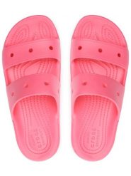 Crocs Klapki "Classic" w kolorze różowym rozmiar: 45/46. Różowe klapki Crocs, bez wzorów, z otwartym noskiem, bez obcasa. Za 83.62 zł.