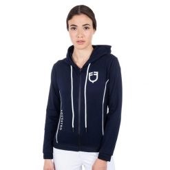 Damska bluza z zamkiem z przodu z technicznej dzianiny interlock. Białe bluzy EQUESTRO, m, bez wzorów, z bawełny, bez kaptura. Za 389.50 zł.