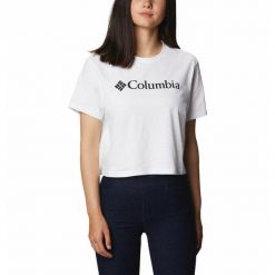 Koszulka Damska Columbia North Cascades Cropped T-Shirt. Białe t-shirty Columbia, m, bez wzorów, bez kołnierzyka, bez ramiączek. Za 83.99 zł.