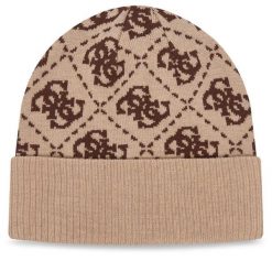 Czapka Guess. Brązowe czapki Guess, z aplikacjami. Za 194.99 zł.