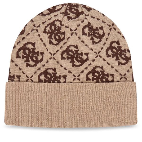 Czapka Guess. Brązowe czapki Guess, z aplikacjami. Za 194.99 zł.