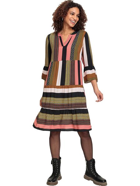 WITT WEIDEN Sukienka w kolorze czarno-różowo-oliwkowym rozmiar: 40. Brązowe sukienki WITT WEIDEN, na co dzień, bez wzorów, z wiskozy, bez kołnierzyka, bez ramiączek, midi, proste. Za 69.91 zł.