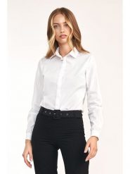 Nife Bluzka w kolorze białym rozmiar: 38. Białe bluzki Nife, bez wzorów, z bawełny, bez kołnierzyka, bez ramiączek. Za 134.85 zł.