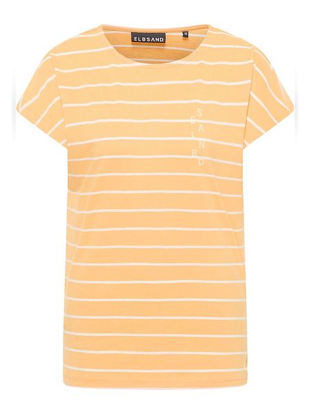 ELBSAND Koszulka "Selma" w kolorze pomarańczowo-białym rozmiar: S. Pomarańczowe bluzki ELBSAND, s, bez wzorów, bez kołnierzyka, bez ramiączek. Za 82.83 zł.