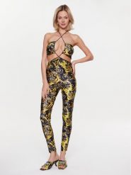 Versace Jeans Couture Kombinezon 74HAN000 Czarny Slim Fit. Czarne sukienki Versace Jeans Couture, bez wzorów, z jeansu, bez kołnierzyka, bez ramiączek. Za 819.99 zł.