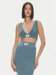 Calvin Klein Jeans Top Variegated J20J222625 Niebieski Slim Fit. Niebieskie topy Calvin Klein Jeans, s, bez wzorów, z bawełny, bez kołnierzyka, bez ramiączek. Za 159.99 zł.
