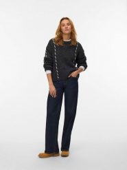 Vero Moda Sweter w kolorze antracytowym rozmiar: S. Czarne swetry Vero Moda, s, z aplikacjami, z wełny, bez ramiączek. Za 153.71 zł.
