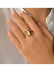 Les Petites Précieuses Srebrny pierścionek z cytrynem i cyrkonią rozmiar: 52. Szare pierścionki Les Petites Précieuses, z cyrkonią, srebrne. Za 347.81 zł.
