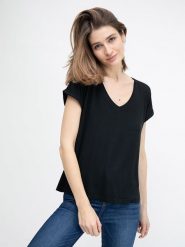 BIG STAR Koszulka w kolorze czarnym rozmiar: M. Czarne bluzki Big Star, m, bez wzorów, retro, bez kołnierzyka, bez ramiączek. Za 49.99 zł.