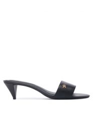 Tommy Hilfiger Klapki Th Mid Mule FW0FW09508 Czarny. Czarne klapki TOMMY HILFIGER, bez wzorów, ze skóry, bez obcasa. Za 489.99 zł.