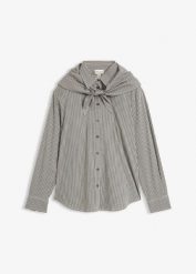 Bluzka ze zdejmowanym szalikiem. Czerwone bluzki bonprix, bez wzorów, bez kołnierzyka, bez ramiączek. Za 134.99 zł.