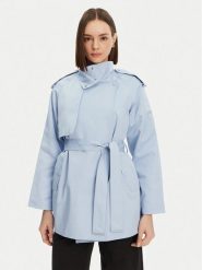 Morgan Trencz 251-GLINE Błękitny Relaxed Fit. Niebieskie płaszcze Morgan, bez wzorów, z syntetyku, bez kaptura. Za 349.99 zł.