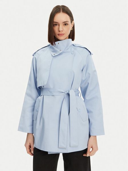 Morgan Trencz 251-GLINE Błękitny Relaxed Fit. Niebieskie płaszcze Morgan, bez wzorów, z bawełny, bez kaptura. Za 329.99 zł.