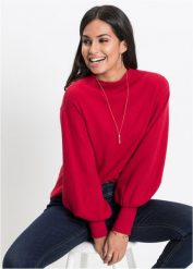 Sweter oversize z mieszanki wiskozy. Niebieskie swetry bonprix, bez wzorów, z dzianiny, bez ramiączek. Za 109.99 zł.