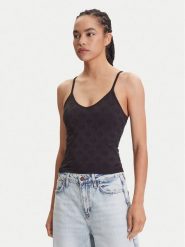 Guess Top V5YP05 Z3OA0 Czarny Slim Fit. Czarne topy Guess, l, z aplikacjami, z syntetyku, bez kołnierzyka, bez ramiączek. Za 179.99 zł.