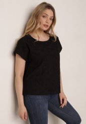 Czarna Bluzka Bawełniana z Ażurowymi Wycięciami Ryrlea. Czarne bluzki Born2be, l, z aplikacjami, z bawełny, klasyczne, bez kołnierzyka, bez ramiączek. Za 69.99 zł.