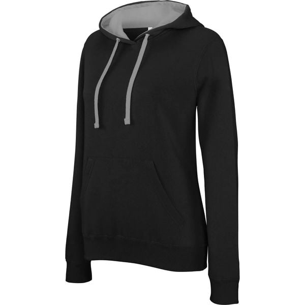 Bluza damska z kapturem Kariban Contrastée. Czarne bluzy KARIBAN, s, bez wzorów, z bawełny, z kapturem. Za 151.00 zł.