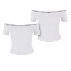Top Na Ramiączkach Z Organicznej Bawełny W Prążki Dla Kobiet (zestaw 2 Sztuk). Białe topy Urban Classics, l, bez wzorów, z bawełny, bez kołnierzyka, bez ramiączek. Za 80.99 zł.