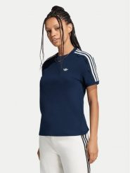 Adidas T-Shirt Lace 3 Stripes LG4264 Granatowy Regular Fit. Niebieskie t-shirty Adidas, l, bez wzorów, z bawełny, bez kołnierzyka, bez ramiączek. Za 179.99 zł.