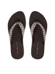 Tommy Hilfiger Japonki Mono Wedge Summer Sandal FW0FW09696 Brązowy. Brązowe klapki TOMMY HILFIGER, bez wzorów, z materiału, bez obcasa. Za 189.99 zł.