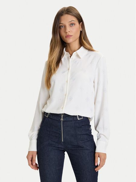 Guess Koszula W5BH80 W2982 Biały Regular Fit. Białe koszule Guess, xs, z aplikacjami, z syntetyku, bez kołnierzyka, bez ramiączek. Za 309.99 zł.