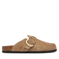 Klapki Tamaris. Brązowe klapki Tamaris, bez wzorów, bez obcasa. Za 259.99 zł.