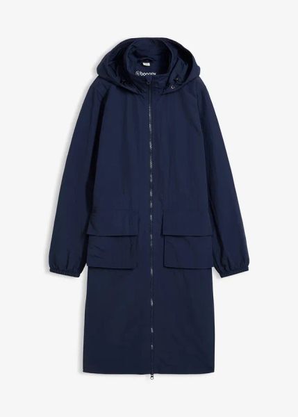 Lekka parka, hydrofobowa. Niebieskie parki bonprix, bez kaptura. Za 219.99 zł.