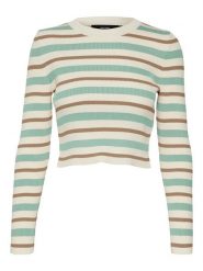Vero Moda Koszulka "Anita" w kolorze kremowo-błękitnym rozmiar: L. Brązowe bluzki Vero Moda, l, bez wzorów, ze splotem, bez kołnierzyka, bez ramiączek. Za 39.49 zł.