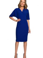 Stylove Sukienka w kolorze niebieskim rozmiar: XL. Niebieskie sukienki Stylove, xl, bez wzorów, bez kołnierzyka, bez ramiączek, midi. Za 220.45 zł.