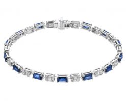Bransoletka z białego złota z diamentami i szafirami - 18 cm - próba 750. Białe bransoletki Apart, z diamentem, złote. Za 24,990.00 zł.