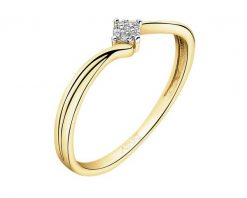 Pierścionek z żółtego złota z diamentami - 0,01 ct - próba 375. Żółte pierścionki Apart, z diamentem, złote. Za 899.00 zł.