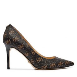Szpilki Guess. Brązowe szpilki Guess, z aplikacjami, bez obcasa, na szpilce, bez zapięcia. Za 489.99 zł.
