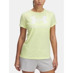 Koszulka Damska T-Shirt Damski Sportowy Under Armour Graphic Rival Logo S. Żółte koszulki sportowe Under Armour, bez wzorów, bez ramiączek, na fitness i siłownię. Za 99.99 zł.