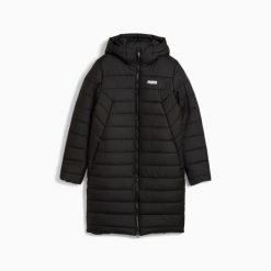 Płaszcz puchowy damska Puma ESS LOGO PADDED czarny 68833801 r XS. Czarne płaszcze Puma, na zimę, l, bez wzorów, z puchu, bez kaptura. Za 302.99 zł.