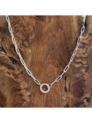 Eclat d'Argent Srebrny naszyjnik z elementem ozdobnym - dł. 45 cm rozmiar: onesize. Szare naszyjniki Eclat d'Argent, srebrne. Za 431.47 zł.