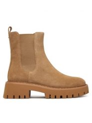 MICHAEL Michael Kors Sztyblety Asher Flat Bootie 40F5ASFE5S Beżowy. Brązowe botki MICHAEL Michael Kors, bez wzorów, ze skóry, bez obcasa, na płaskiej podeszwie, bez zapięcia. Za 879.99 zł.