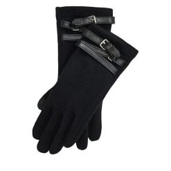 Rękawiczki Damskie LAUREN RALPH LAUREN. Czarne rękawiczki Lauren Ralph Lauren, bez wzorów, z dzianiny. Za 594.99 zł.