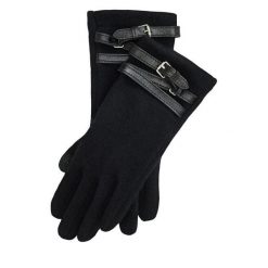 Rękawiczki LAUREN RALPH LAUREN. Czarne rękawiczki Lauren Ralph Lauren, bez wzorów, z dzianiny. Za 594.99 zł.