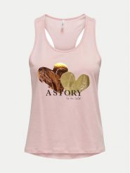 ONLY Top Henny 15327669 Różowy Regular Fit. Czerwone topy Only, xl, bez wzorów, z bawełny, bez kołnierzyka, bez ramiączek. Za 39.99 zł.