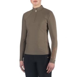 Damska techniczna koszulka polo do jazdy konnej z długim rękawem HORKA Luxury EP. Brązowe bluzki Horka, bez wzorów, z materiału, sportowe, bez kołnierzyka, bez ramiączek. Za 276.00 zł.